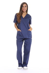 Vêtements médicaux pour infirmière d'hôpital Ensembles de gommage pour femmes Six gommages médicaux de poche (col en V avec pantalon cargo) Six poches - Product Image 2