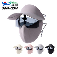 Casquette de protection solaire unisexe en soie glacée avec visière intégrée et lunettes de soleil intégrées pour l'extérieur