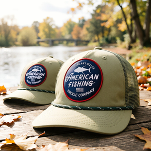 Sombrero de rendimiento de 5 paneles con logotipo personalizado de alta calidad, parche bordado, gorra de pescador, gorras de béisbol de cuerda para exteriores verde oliva para Unisex - Product Image 5