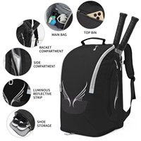 Sac à dos de tennis et de pickleball portable en polyester avec fermeture éclair, compartiment pour chaussures, grande capacité, sac de sport pour homme et femme