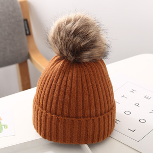 2025 Custom Logo Winter <strong>Beanie</strong> High Quality New Wool <strong>Beanie</strong> Knitted Warm Hat Fur With <strong>Pom</strong> <strong>Pom</strong> Designer <strong>Beanies</strong> - Product Image 5