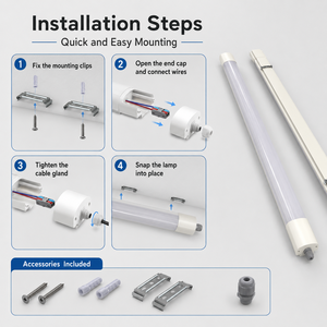 Smart Motion <b>Sensor</b> LED Tri-proof <b>Light</b> Auto on Off Parking Garage LED Linear <b>Light</b> AC220-240V Batten Fixture - Product Image 5