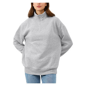 OEM tùy chỉnh chất lượng cao của phụ nữ giản dị áo thun quá khổ mùa thu dệt kim huy hiệu quý Zip Áo len in kỹ thuật bán buôn - Product Image 5