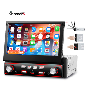 Autoradio Podofo Single Din avec écran tactile HD de 7 pouces, lecteur MP5 pour <span class=keywords><strong>voiture</strong></span>, rétractable, USB/Type-C/BT/EQ FM MIC, universel OEM ODM - Product Image 1