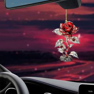 Nuevo Diseño 2025, Colgante Acrílico de Rosa Roja para el Día de San Valentín, Decoración para Coche, Llavero de Rosa Roja 2D, Regalo para el Día de San Valentín - Product Image 2