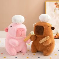 TERSEDIA Boneka Chef Capybara 8 Inci, Mainan Hewan Boneka Isi Dakron, Gaya Campuran Kartun Lucu Kawaii, Mainan Plush untuk Mesin Cakar