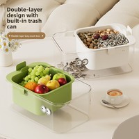 Boîte de rangement rectangulaire en plastique double couche épaissie pour grignotages, idéale pour regarder des séries en toute simplicité, pour graines de melon, en salon