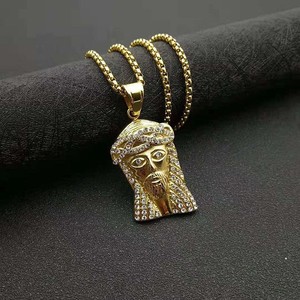 yunnique Stainless Steel Jesus Head Pendant Necklace With <b>Diamond</b> Pave Setting Unisex Gift Jewelry YS200 - Product Image 2
