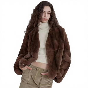 Nueva Llegada 2026: Parka de Piel de Conejo Rex Auténtica de Alta Calidad para Mujer, con Botón Único, Tejido Liso Teñido, Transpirable, Red Rasheed - Product Image 4