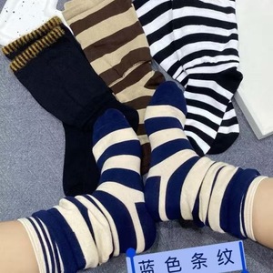 Knee <b>Socks</b> <b>Women</b> Striped Burgundy Gray Polyester <b>Warm</b> Elegant Youth Fashion <b>Sock</b> W2698 - Product Image 4