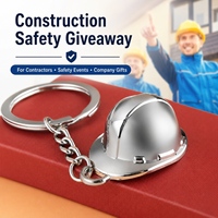 Porte-clés casque de chantier miniatures en métal avec logo gravé au laser personnalisé pour événements de sécurité et personnalisation d'entreprise