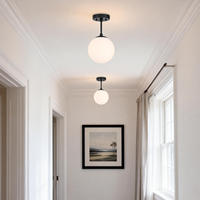 Globe Moderne d'Intérieur Proche des Plafonniers Lumière Semi-affleurante Noire pour Chambre à Coucher Salon Cuisine