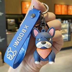 Nuevo Llavero Creativo y Adorable de Perro, Colgante para Bolsa o Coche, Muñeco 3D de PVC Suave, Llavero de Bulldog Francés - Product Image 4