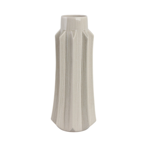 Vaso Sfaccettato con Dettagli a Pannelli Verticali, Vaso Decorativo per Fiori, Elemento d'Accento per Soggiorno - Product Image 1