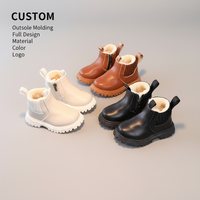 Bottes Chelsea personnalisées pour enfants, bottes mi-mollet pour filles, en cuir véritable, doublées de polaire, antidérapantes, légères, imperméables, chaussures d'extérieur