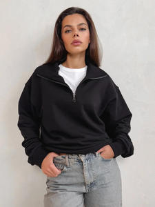 Última nueva moda mujer Zip Up sudadera Mock Neck sudadera - Product Image 6