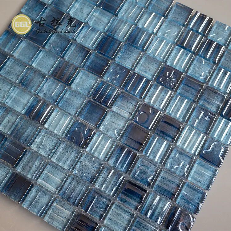 Blue Verre Mosaique Cuisine Credence Candy cucina Carrelage mosaici piscina