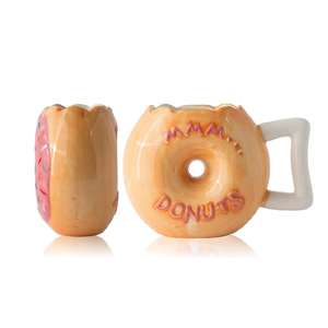 Taza de rosquilla de cerámica Rosa esmaltada, vaso para café - Product Image 2