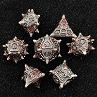Dés de jeu de table D&D personnalisés en métal, motif crâne, pointe, griffes, grande bouche de démon, en alliage de zinc fait main, design Œil de Corbeau et Trône