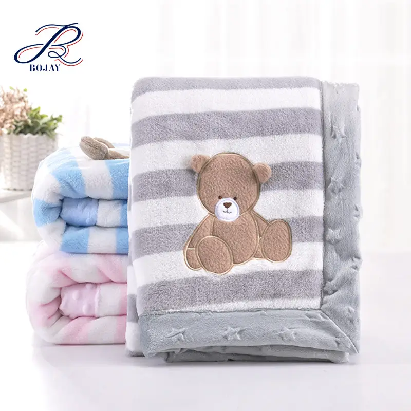 Bojay Hot Selling Warm Double Layers Soft Thick Flannel Fleece Baby Kids bedding Throw Blanket