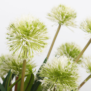 QIHAO <b>Artificial</b> Onion <b>Flower</b> 3 Heads <b>White</b> Green Plastic High Simulation Wedding Home Decor Outdoor Props - Product Image 2