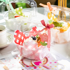 Boîte à gâteau en forme de panier à fleurs à main, boîte à salade de fruits basque, boîte d'emballage transparente pour gâteau mille-feuille à la mousse - Product Image 2