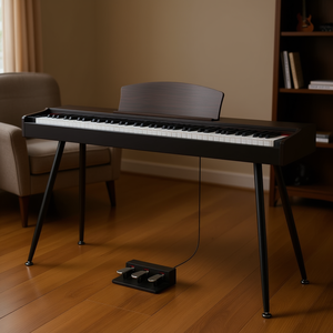 Piano Digital de 88 Teclas con Teclado Contrapesado, Soporte Metálico, Pedales Triples, Conector para Auriculares, Diseño Moderno en Nogal Negro para el Hogar - Product Image 2