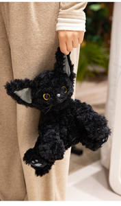 새로운 패션 새로운 데본 렉스 블랙 펠리스 고양이 인형 귀여운 검은 고양이 봉제 장난감 웅크 리기 고양이 박제 동물 봉제 인형 - Product Image 5