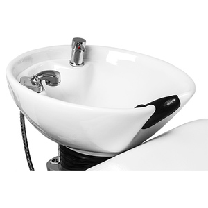 Chaise de lavage de <span class=keywords><strong>cheveux</strong></span> inclinable <span class=keywords><strong>avec</strong></span> repose-jambes réglable et cuvette en céramique pour salon de coiffure - Product Image 5