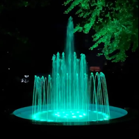 Fontaine musicale circulaire en acier inoxydable moderne système de performance de danse décoratif extérieur ensemble de spectacle de lumière LED verte