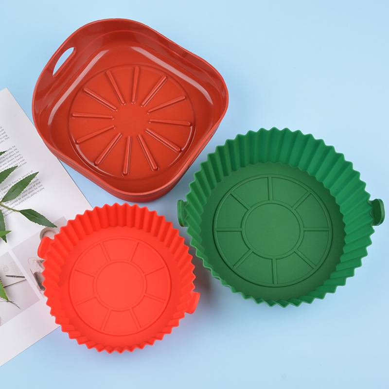 Многоразовая корзина без прилипания, безопасная для еды силиконовая подкладка для аэрофритюрницы, Круглый Большой Силиконовый горшок для аэрофритюрницы