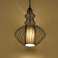 Lustre Rétro pour Bar, Café, Restaurant, Style Européen, en Fer Forgé, Tête Unique, Design Vase Courbé, pour Escalier, Style Campagne Américaine, LED, Noir, avec Abat-jour en Tissu