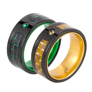 Men's <b>Titanium</b> Steel <b>Rings</b> Geometric Carbon Fiber Inlay Colorful Fashion Jewelry Gift - Product Image 5