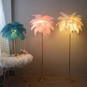 Современный Роскошный домашний декор Страусиная белая декоративная лампа с перьями для гостиной