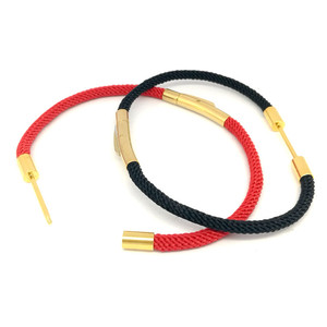 Anno Jewelry <b>Red</b> And Black Rope <b>Bracelet</b> With Gold Clasp For Couple Jewelry Findings Components - Product Image 4