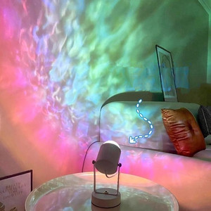 Influencer Dynamic Water Ripple Proyector Lámpara de puesta de sol Fondo en vivo atmósfera luz Rotación de 180 grados Decoración para el hogar - Product Image 1