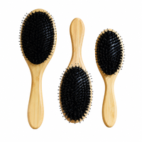 Brosse à cheveux en poils de sanglier et nylon en bambou - Peigne massant à coussin d'air écologique pour démêler et faire briller les cheveux