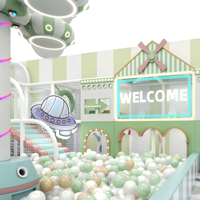 Aire de jeux intérieure sur mesure de taille moyenne, thème marin sous-marin, avec jeux souples intégrés, pour grands centres de jeux commerciaux