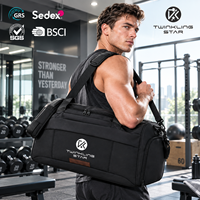Sac de sport pour homme en cuir PU grande capacité, 3 modes de transport, avec compartiment séparé pour chaussures (sec/humide), idéal pour le sport, les week-ends et les voyages