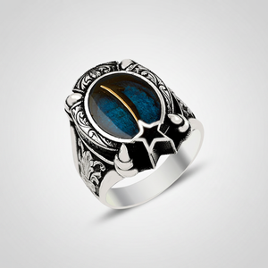 925K Sterling Silver Alif Enamel <b>Men</b> <b>Ring</b> - Product Image 2