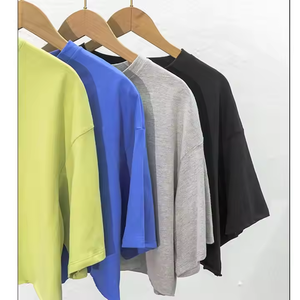 เสื้อกีฬาแขนสั้นใส่ได้ทั้งชายและหญิงผ้าคอตตอนขนาดใหญ่โลโก้ทรงหลวมออกแบบได้ตามต้องการสำหรับฤดูร้อน - Product Image 6