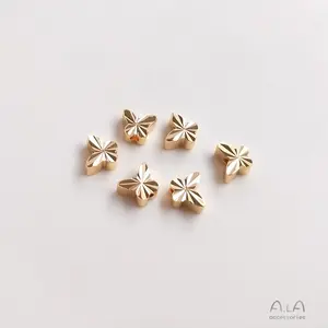 14k Gold Plated Butterfly Type Spacer Copper Beads Bead String Ornaments Diy Jewelry Making Beads