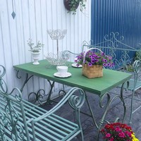 Banc double contemporain en fer forgé, pliable, empilable, imperméable, résistant aux UV, léger, table longue, mobilier d'extérieur pour