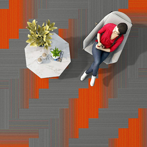 Dalles de moquette de bureau modernes de luxe en polypropylène, design carré, à poils ras et bouclés, motif puzzle - Product Image 4