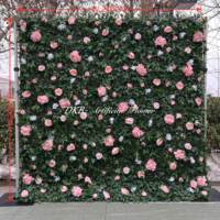 Panneau de décoration mural artificiel 8x8 pieds, fleurs rouges pour mariage, fleurs artificielles pour mur