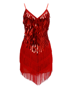 Robe de danse latine brillante avec bretelles et franges, tenue de salle de bal, jazz, rumba, samba, costume de danse de scène pour femmes - Product Image 2