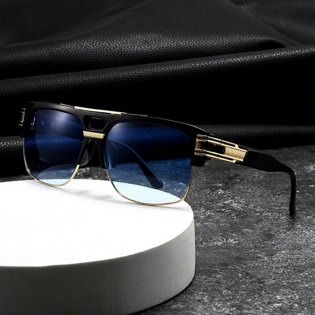 New Trendy Oval-framed Metallic Sunglasses Unique Street Photography Unisex High-end Style Gold Pc Lenses Makes You Look Slim
