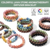 Bracelet d'aromathérapie en pierre de lave colorée, 12 couleurs, mélange arc-en-ciel, diffuseur d'huiles essentielles, perles volcaniques naturelles, OEM