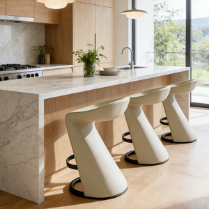 Stylish and Uniquely Designed Genuine <b>Leather</b> <b>bar</b> <b>Stool</b> with Footrest Island - Product Image 4