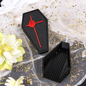 Scatola regalo a forma di bara con rose gotiche, decorazione artigianale in plastica per decorazioni per feste di Halloween - Product Image 2